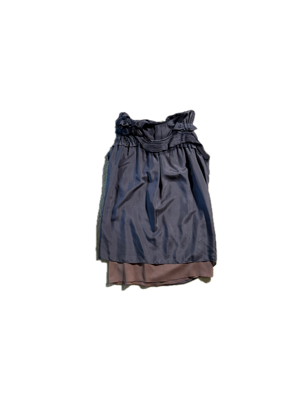 Vera Wang Charcoal Grey Satin Sleeveless Blouse Size US 6 / EU 40